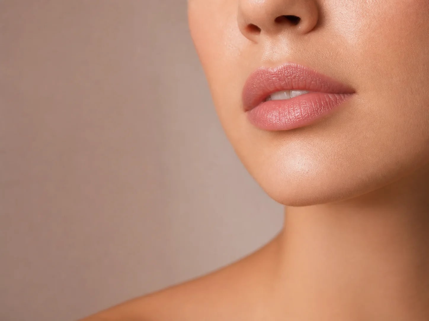 Luxury beauty editorial showing softly defined lips