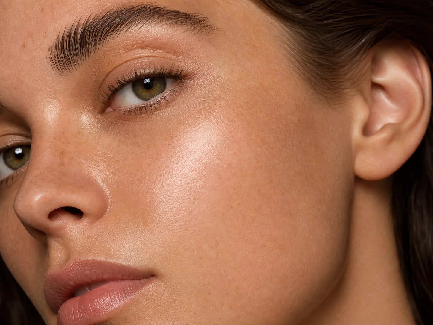 Close-up beauty portrait with cared-for skin